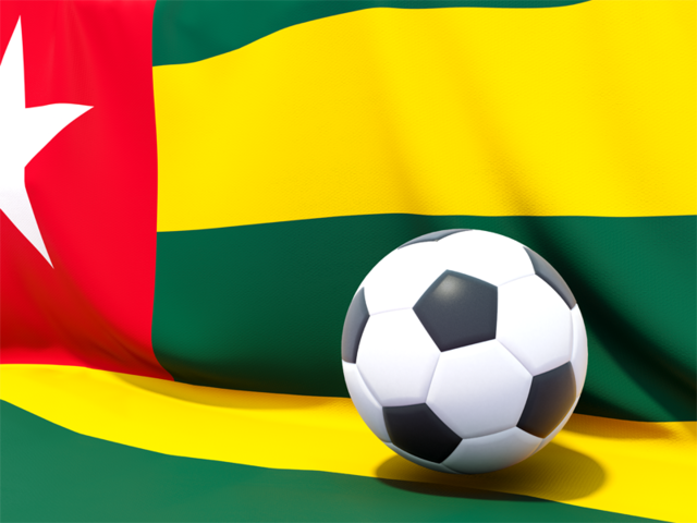 Flag with football in front of it. Download flag icon of Togo at PNG format