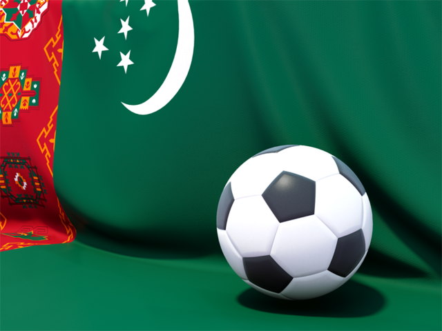 Flag with football in front of it. Download flag icon of Turkmenistan at PNG format