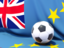 Tuvalu. Flag with football in front of it. Download icon.