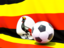 Uganda. Flag with football in front of it. Download icon.