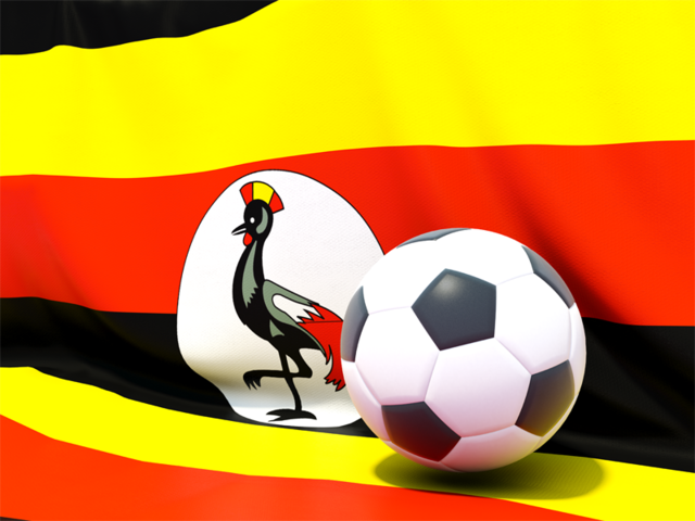 Flag with football in front of it. Download flag icon of Uganda at PNG format