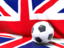 United Kingdom. Flag with football in front of it. Download icon.