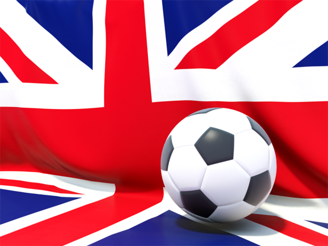 Flag with football in front of it. Download flag icon of United Kingdom at PNG format