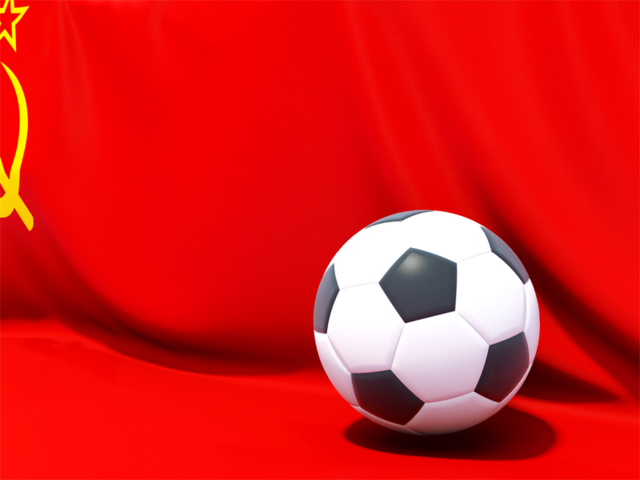 Футбольный мяч на фоне флага. Скачать флаг. СССР
