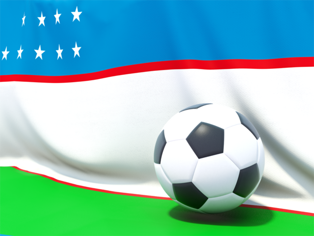 Flag with football in front of it. Download flag icon of Uzbekistan at PNG format