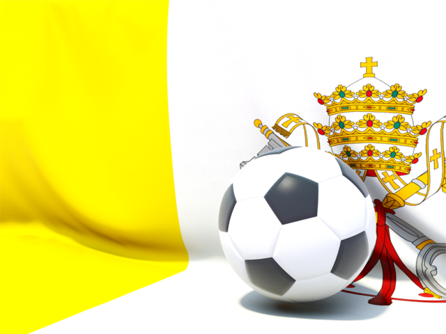 Футбольный мяч на фоне флага. Скачать флаг. Ватикан