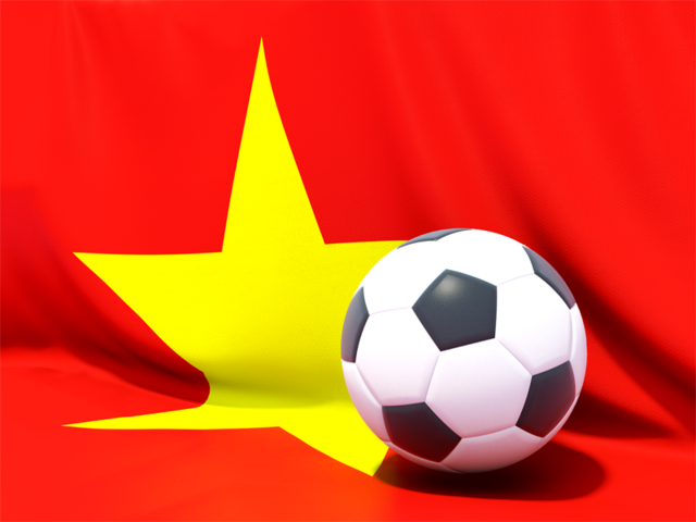 Flag with football in front of it. Download flag icon of Vietnam at PNG format