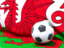 Wales. Flag with football in front of it. Download icon.