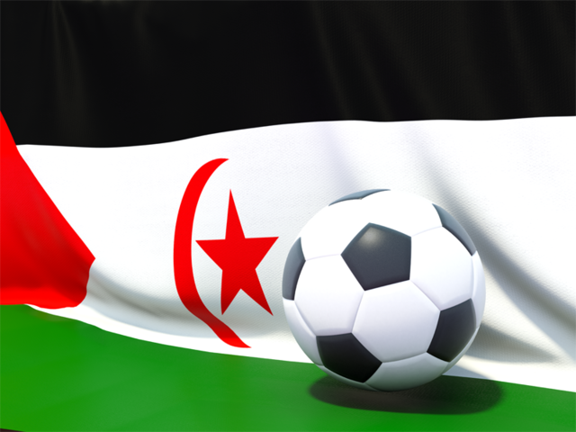 Футбольный мяч на фоне флага. Скачать флаг. Западная Сахара
