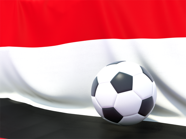 Flag with football in front of it. Download flag icon of Yemen at PNG format