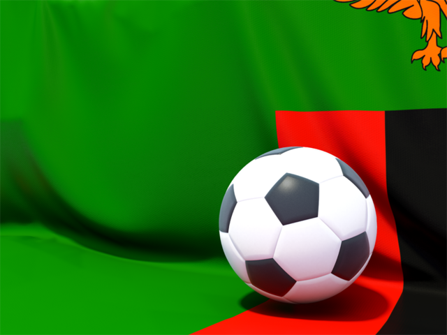 Футбольный мяч на фоне флага. Скачать флаг. Замбия