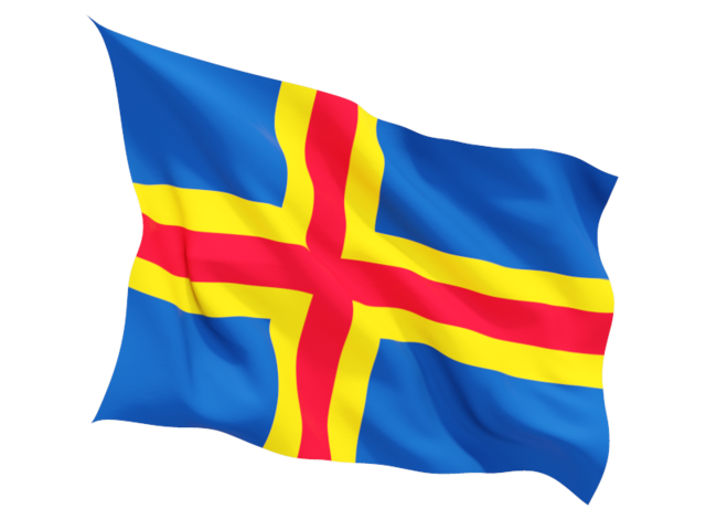 Fluttering flag. Download flag icon of Aland Islands at PNG format