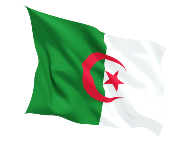 Fluttering flag. Download flag icon of Algeria at PNG format
