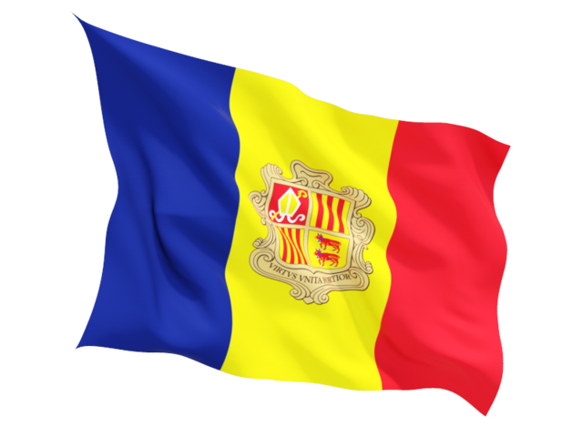Fluttering flag. Download flag icon of Andorra at PNG format