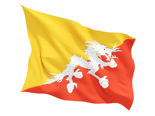 Fluttering flag. Illustration of flag of Bhutan