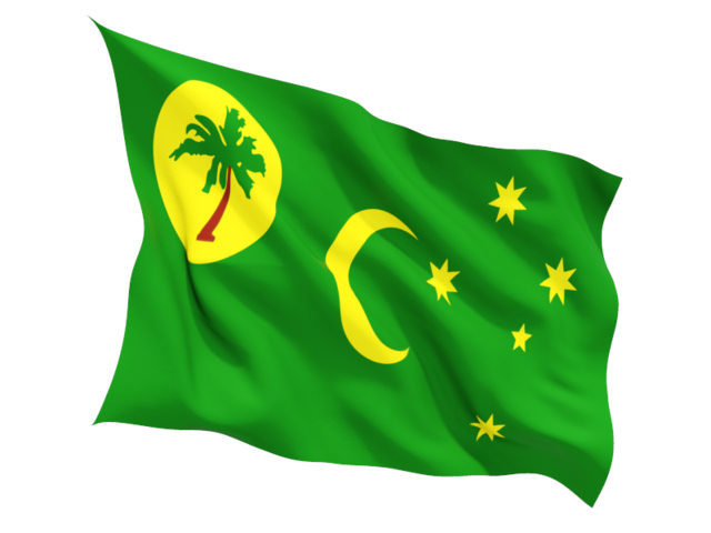 Fluttering flag. Download flag icon of Cocos Islands at PNG format
