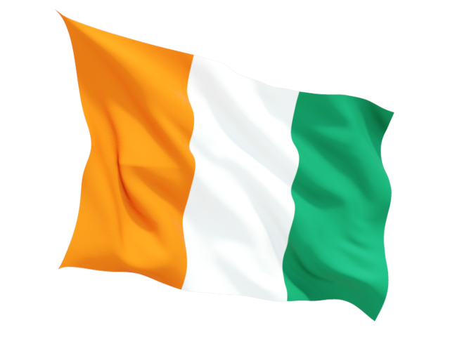 Fluttering flag. Download flag icon of Cote d'Ivoire at PNG format