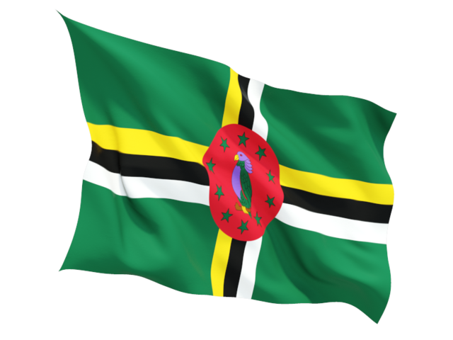 Fluttering flag. Download flag icon of Dominica at PNG format