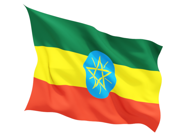 Fluttering flag. Download flag icon of Ethiopia at PNG format