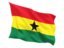 Ghana. Fluttering flag. Download icon.