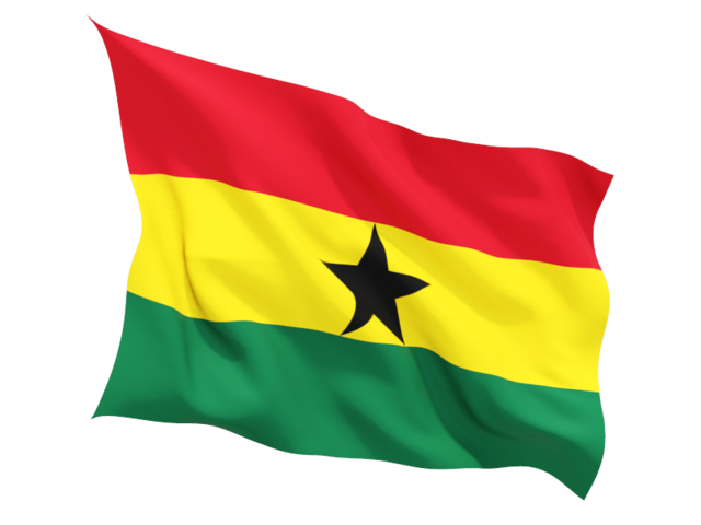 Fluttering flag. Download flag icon of Ghana at PNG format