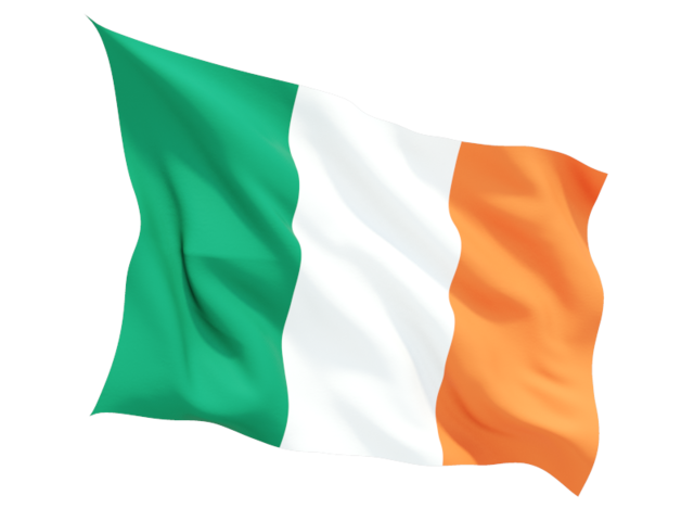 Fluttering flag. Download flag icon of Ireland at PNG format