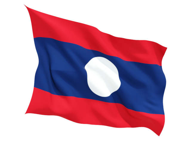 Fluttering flag. Download flag icon of Laos at PNG format