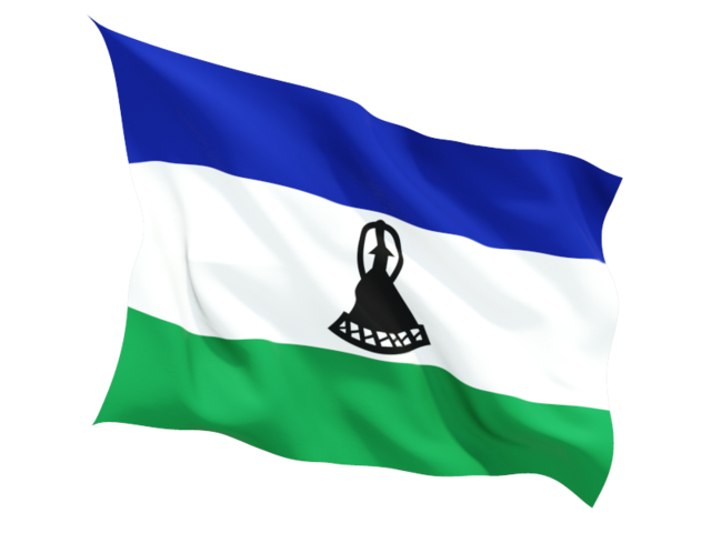 Fluttering flag. Download flag icon of Lesotho at PNG format