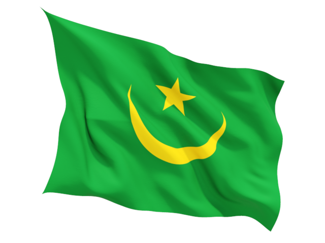 Fluttering flag. Download flag icon of Mauritania at PNG format