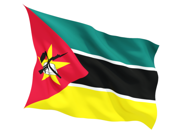 Fluttering flag. Download flag icon of Mozambique at PNG format