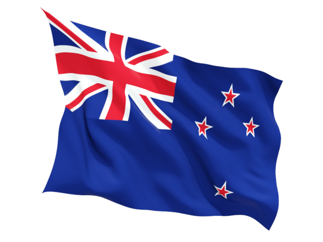 Fluttering flag. Download flag icon of New Zealand at PNG format