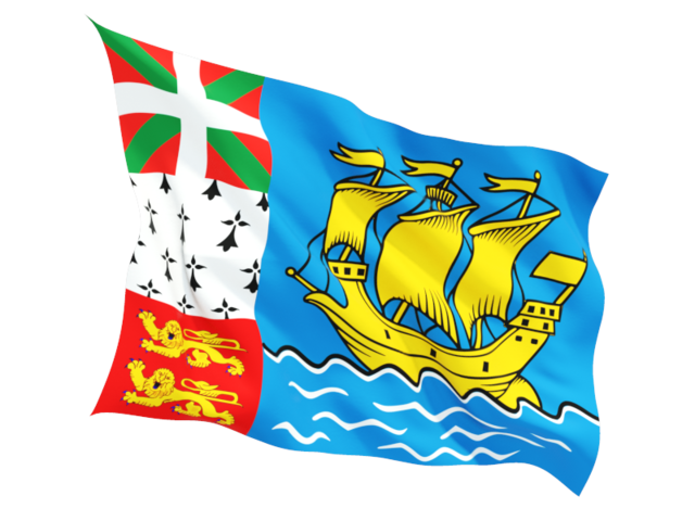 Fluttering flag. Download flag icon of Saint Pierre and Miquelon at PNG format