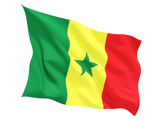 Fluttering flag. Download flag icon of Senegal at PNG format
