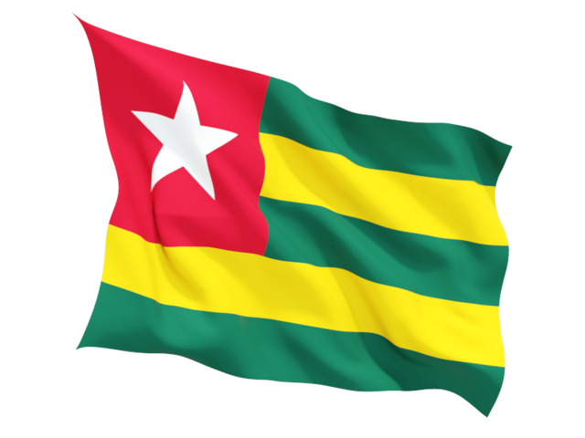 Fluttering flag. Illustration of flag of Togo