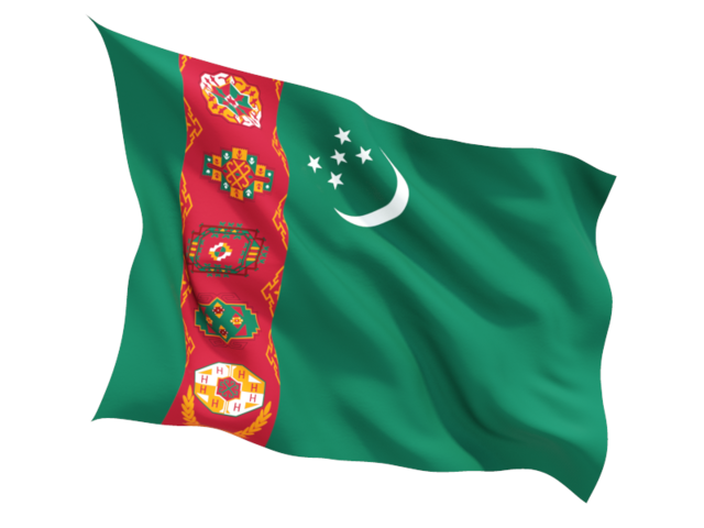 Fluttering flag. Download flag icon of Turkmenistan at PNG format