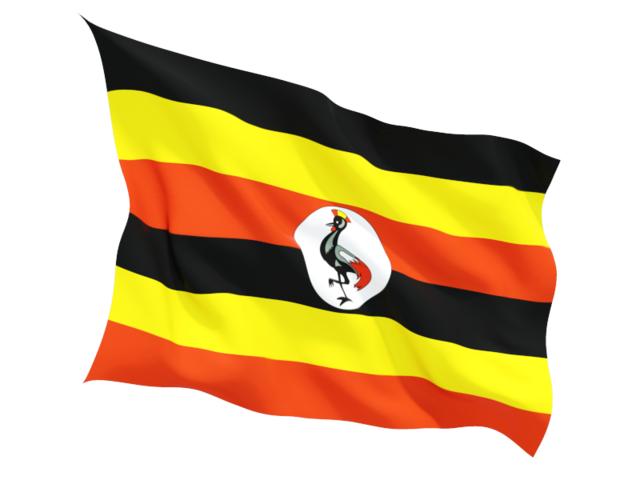 Fluttering flag. Illustration of flag of Uganda