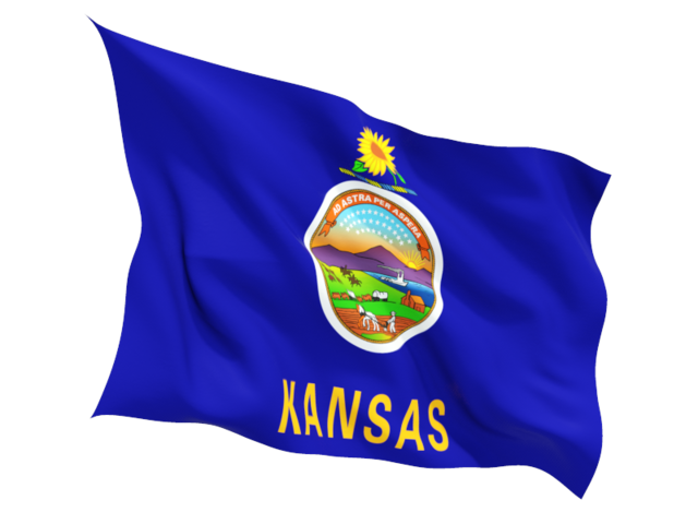 Fluttering flag. Download flag icon of Kansas