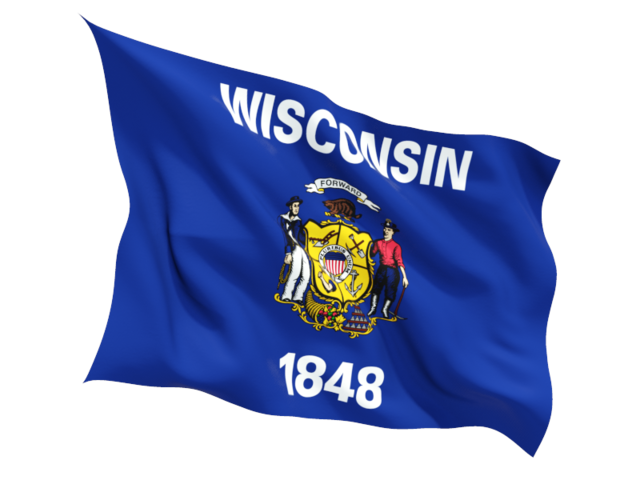 Fluttering flag. Download flag icon of Wisconsin