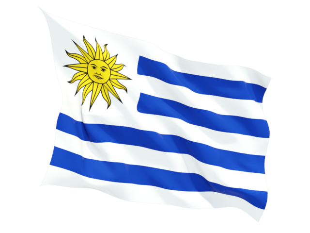 Fluttering flag. Download flag icon of Uruguay at PNG format