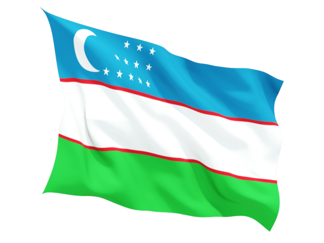 Fluttering flag. Illustration of flag of Uzbekistan