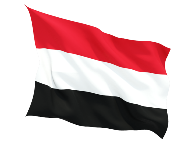 Fluttering flag. Download flag icon of Yemen at PNG format