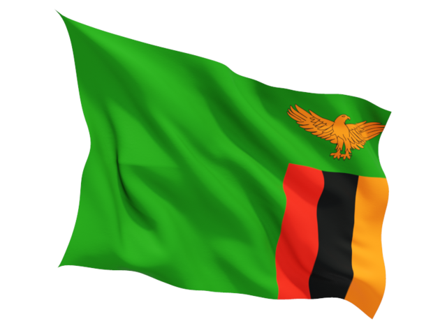 Fluttering flag. Download flag icon of Zambia at PNG format