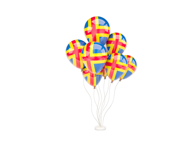 Flying balloons. Download flag icon of Aland Islands at PNG format