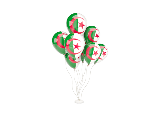 Flying balloons. Download flag icon of Algeria at PNG format