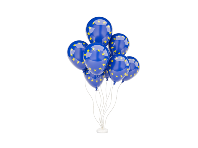 Flying balloons. Download flag icon of European Union at PNG format