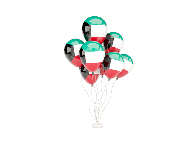 Flying balloons. Download flag icon of Kuwait at PNG format
