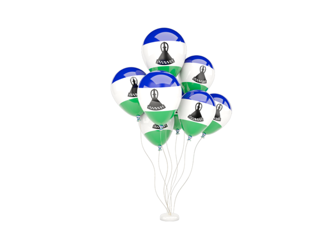 Flying balloons. Download flag icon of Lesotho at PNG format