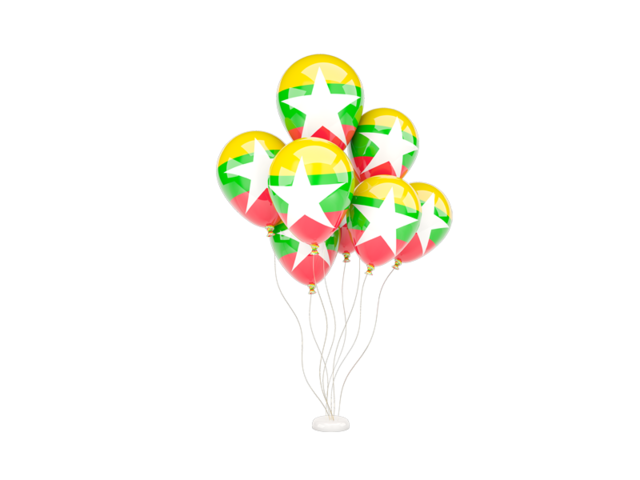 Flying balloons. Download flag icon of Myanmar at PNG format