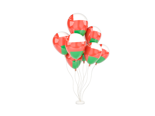 Flying balloons. Download flag icon of Oman at PNG format