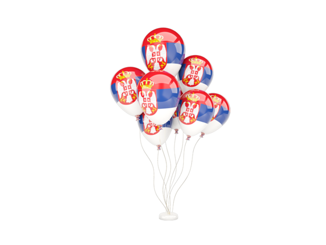 Flying balloons. Download flag icon of Serbia at PNG format